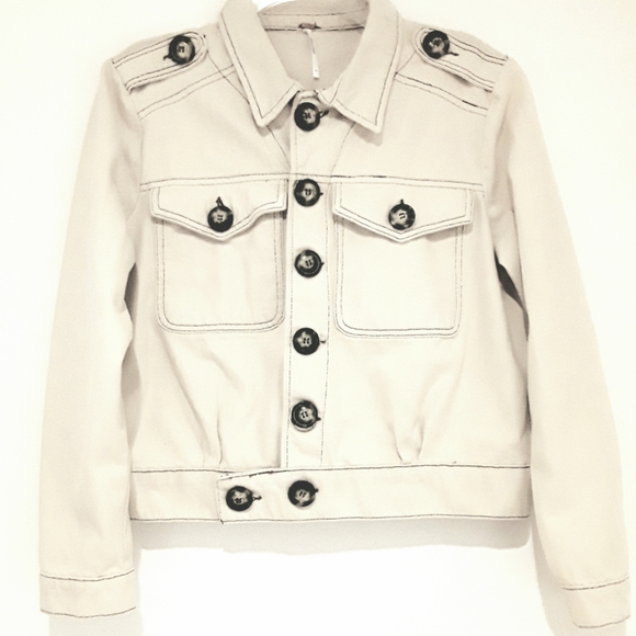 Free People Jackets & Blazers - Free People Women's Eisenhower Ivory Denim Jacket
